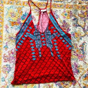 Tunic style red and black top